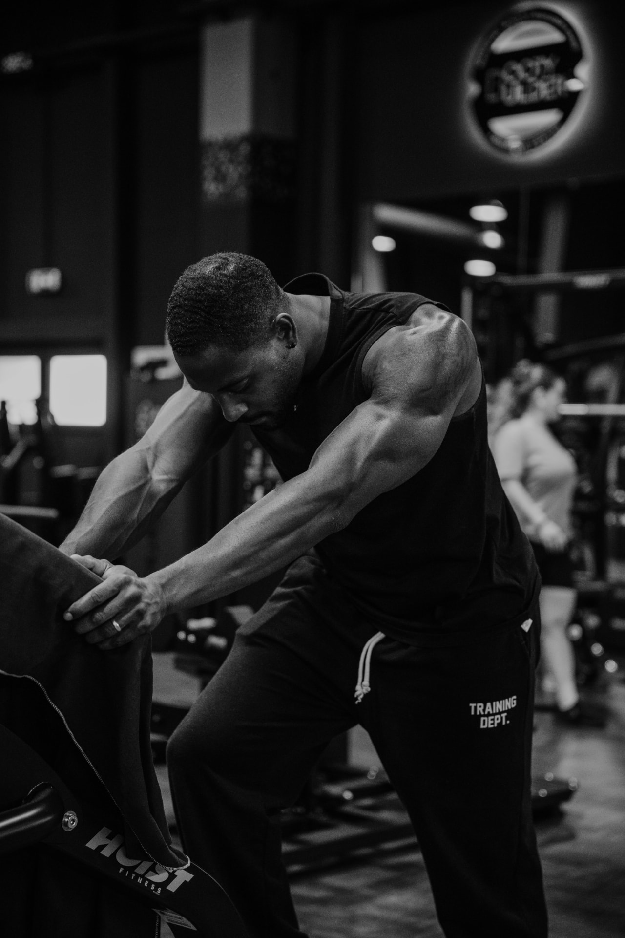 Martel Metellus training in a dark industrial gym